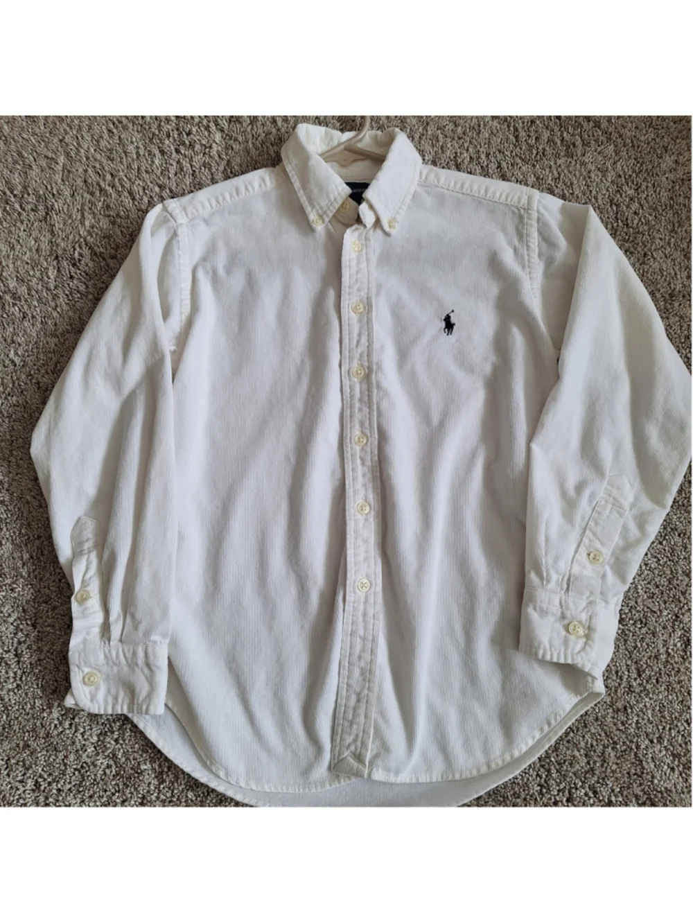 Ralph Lauren Boys SMALL 8/10 Ivory Button Down Shirt Pony Logo CORDUROY Classic